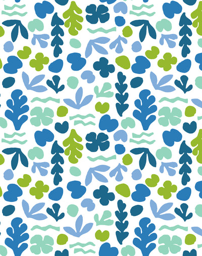 'Small Sea Garden' Wallpaper by Tea Collection - Lapis / Lime