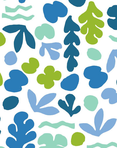 'Small Sea Garden' Wallpaper by Tea Collection - Lapis / Lime