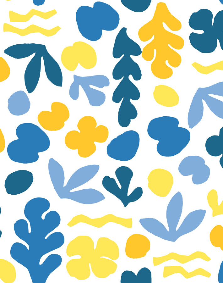 'Sea Garden' Wallpaper by Tea Collection - Gold Blue