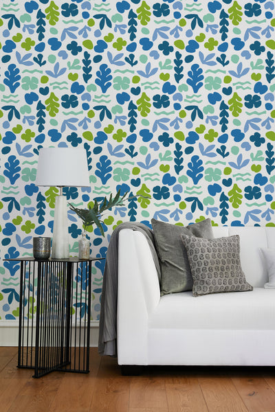 'Sea Garden' Wallpaper by Tea Collection - Lapis Lime