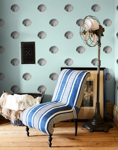 'Seashell' Wallpaper by Wallshoppe - Seafoam