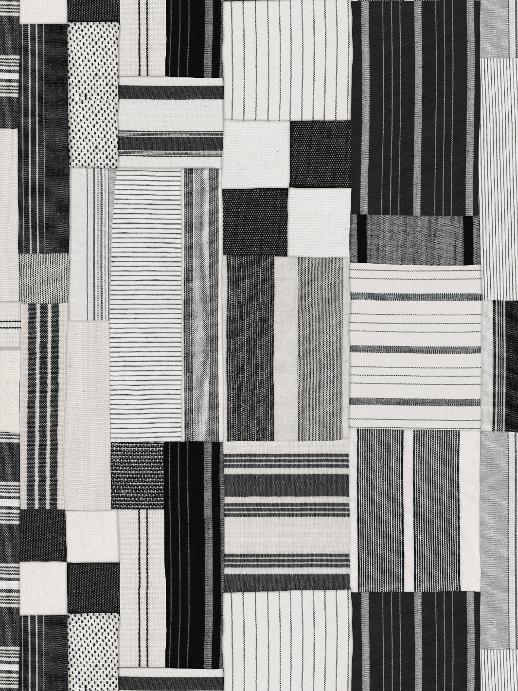 'Shirting Patchwork' Wallpaper by Chris Benz - Black