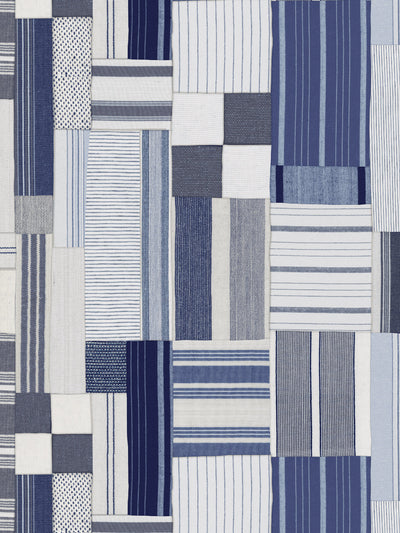 shirting patchwork wallpaper chris benz blue