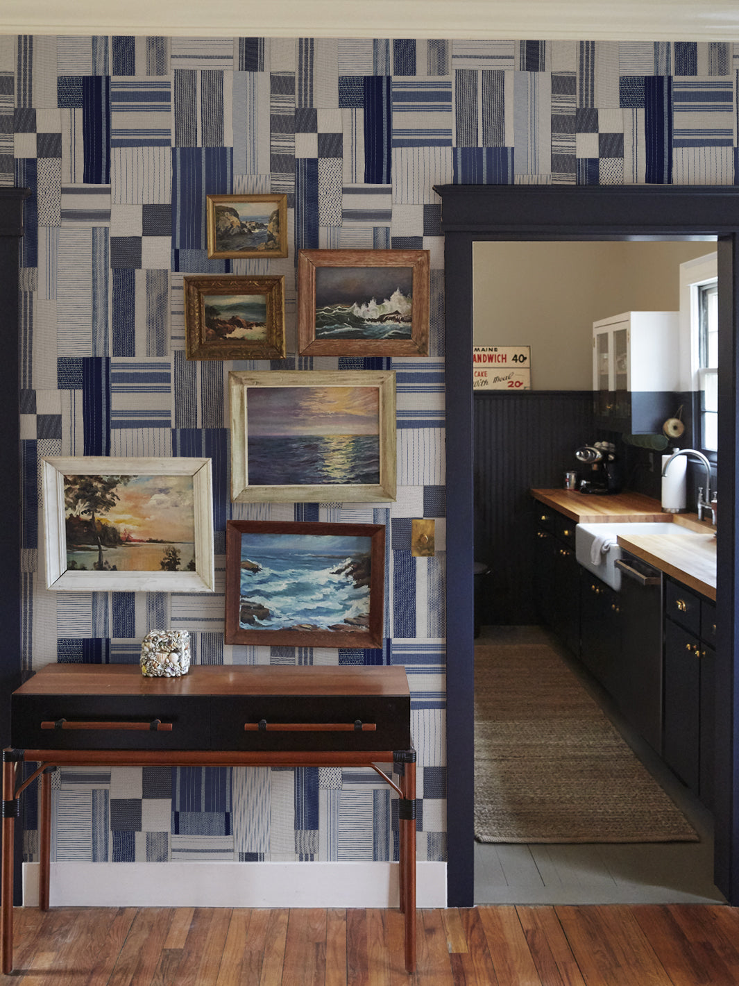 shirting patchwork wallpaper chris benz blue