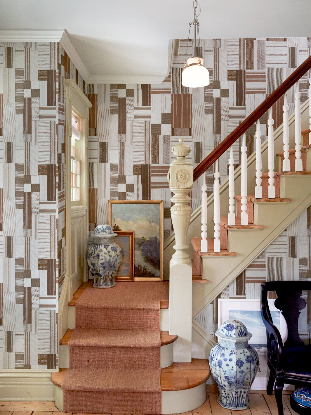 'Shirting Patchwork' Wallpaper by Chris Benz - Dark Neutral