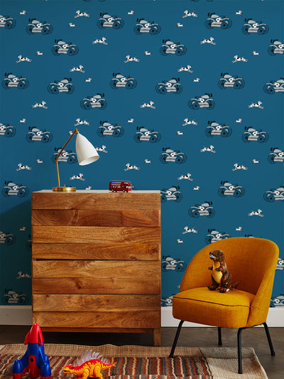 'Sidecar' Wallpaper by Tea Collection - Cadet Blue