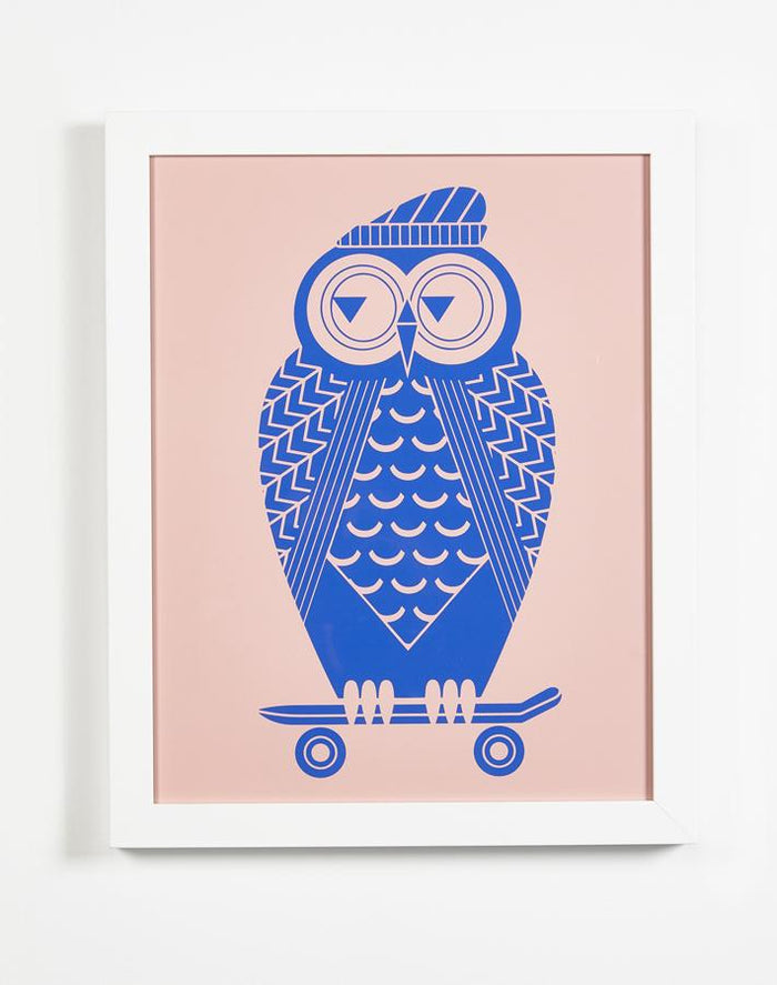 'Skate Owl' Framed Art by Tea Collection