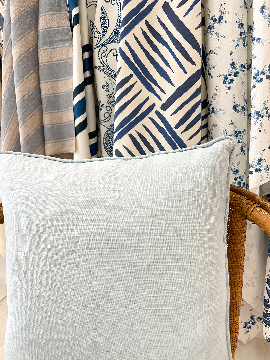 Solid Throw Pillow Light Blue on Linen Home Decor Wallshoppe