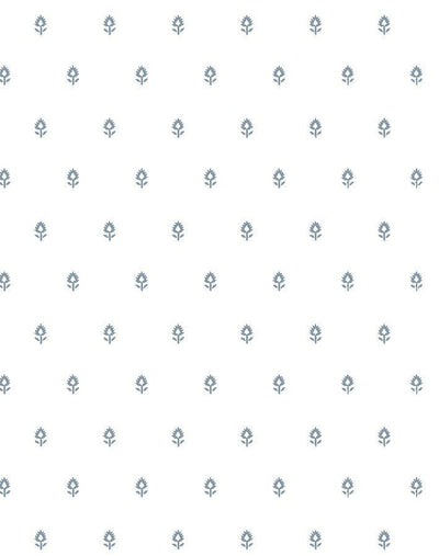 'Tiny Block Print' Wallpaper by Sugar Paper - French Blue On White