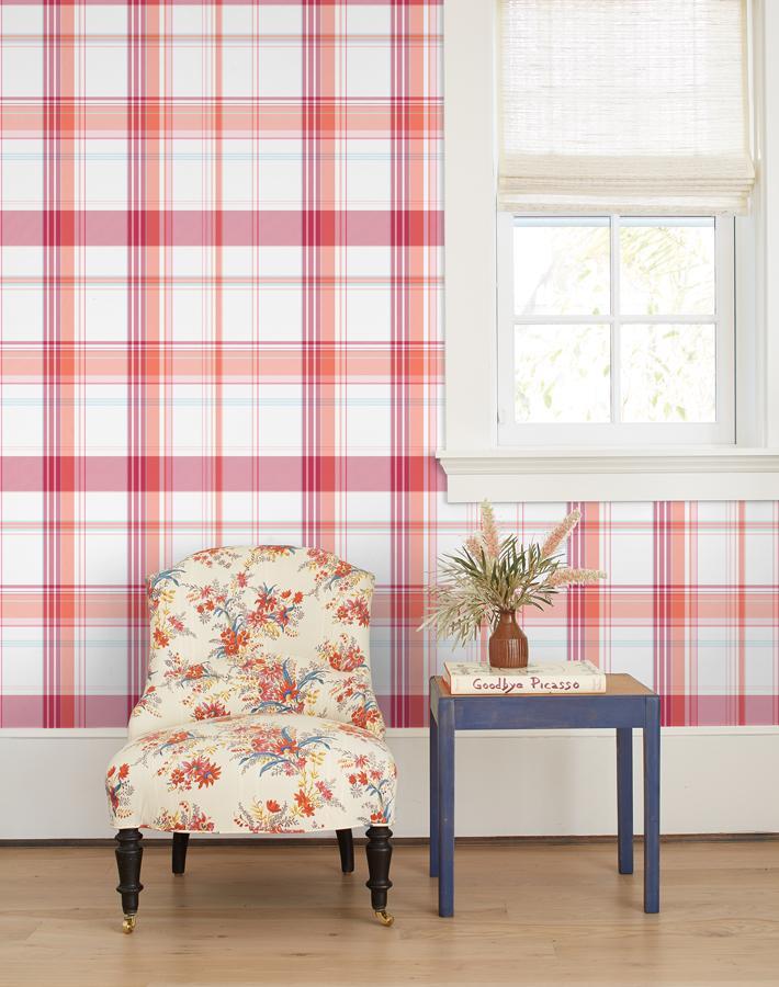 'Sofia Plaid' Wallpaper by Wallshoppe - Berry