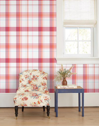 'Sofia Plaid' Wallpaper by Wallshoppe - Berry