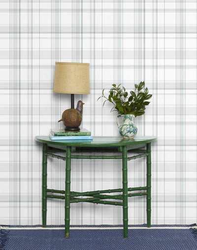 'Sofia Plaid' Wallpaper by Wallshoppe - Fog