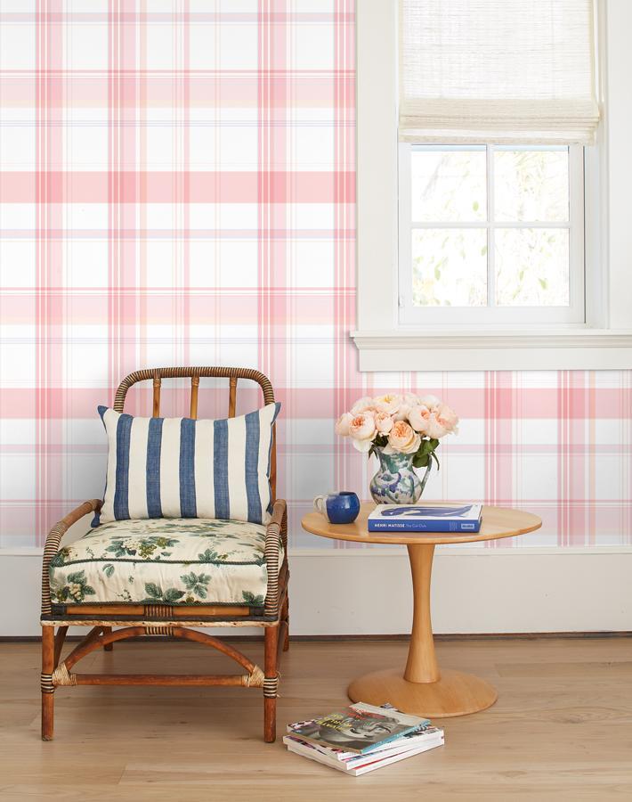 'Sofia Plaid' Wallpaper by Wallshoppe - Shell