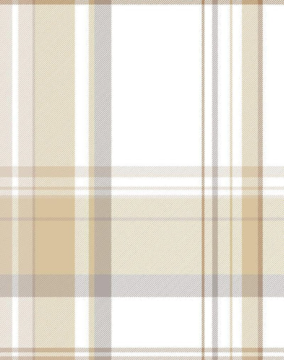 'Sofia Plaid' Wallpaper by Wallshoppe - Straw