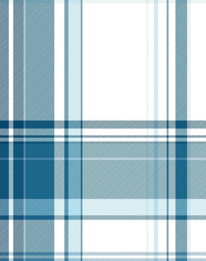 'Sofia Plaid' Wallpaper by Wallshoppe - Blue