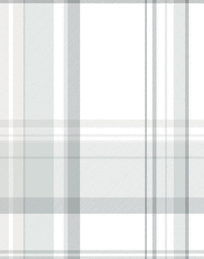 'Sofia Plaid' Wallpaper by Wallshoppe - Fog