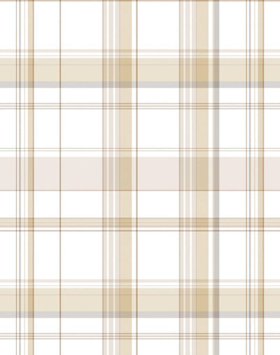 'Sofia Plaid' Wallpaper by Wallshoppe - Straw