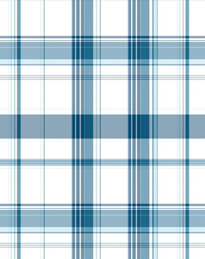 'Sofia Plaid' Wallpaper by Wallshoppe - Blue