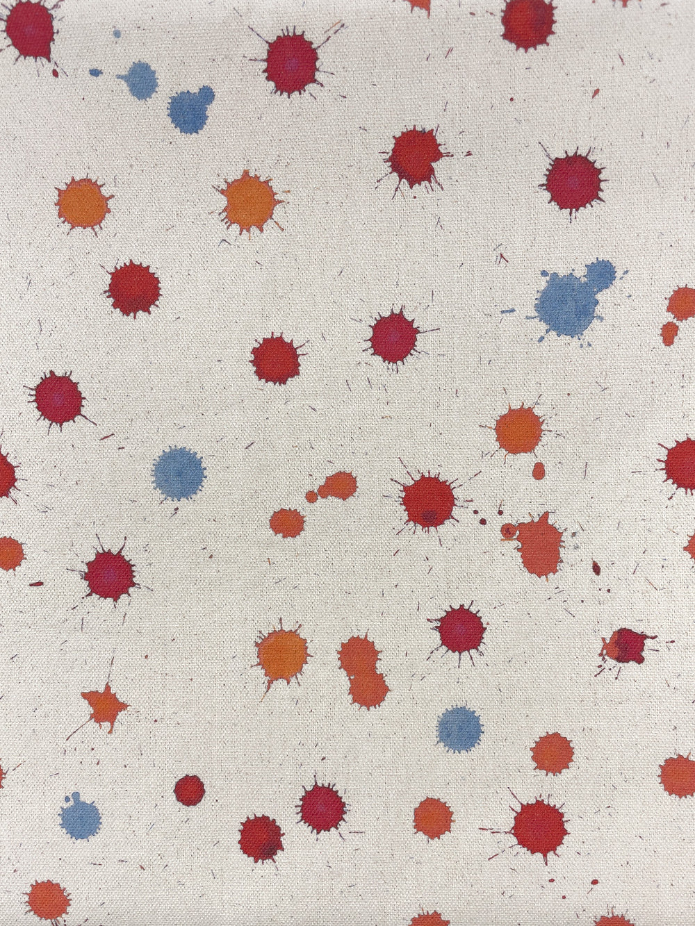 fabric by the yard splattered berry on raw canvas