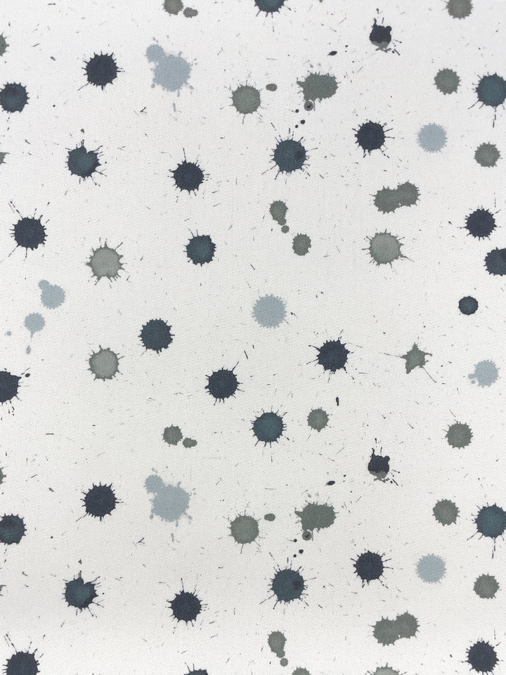 fabric by the yard splattered black neutral on organic twill