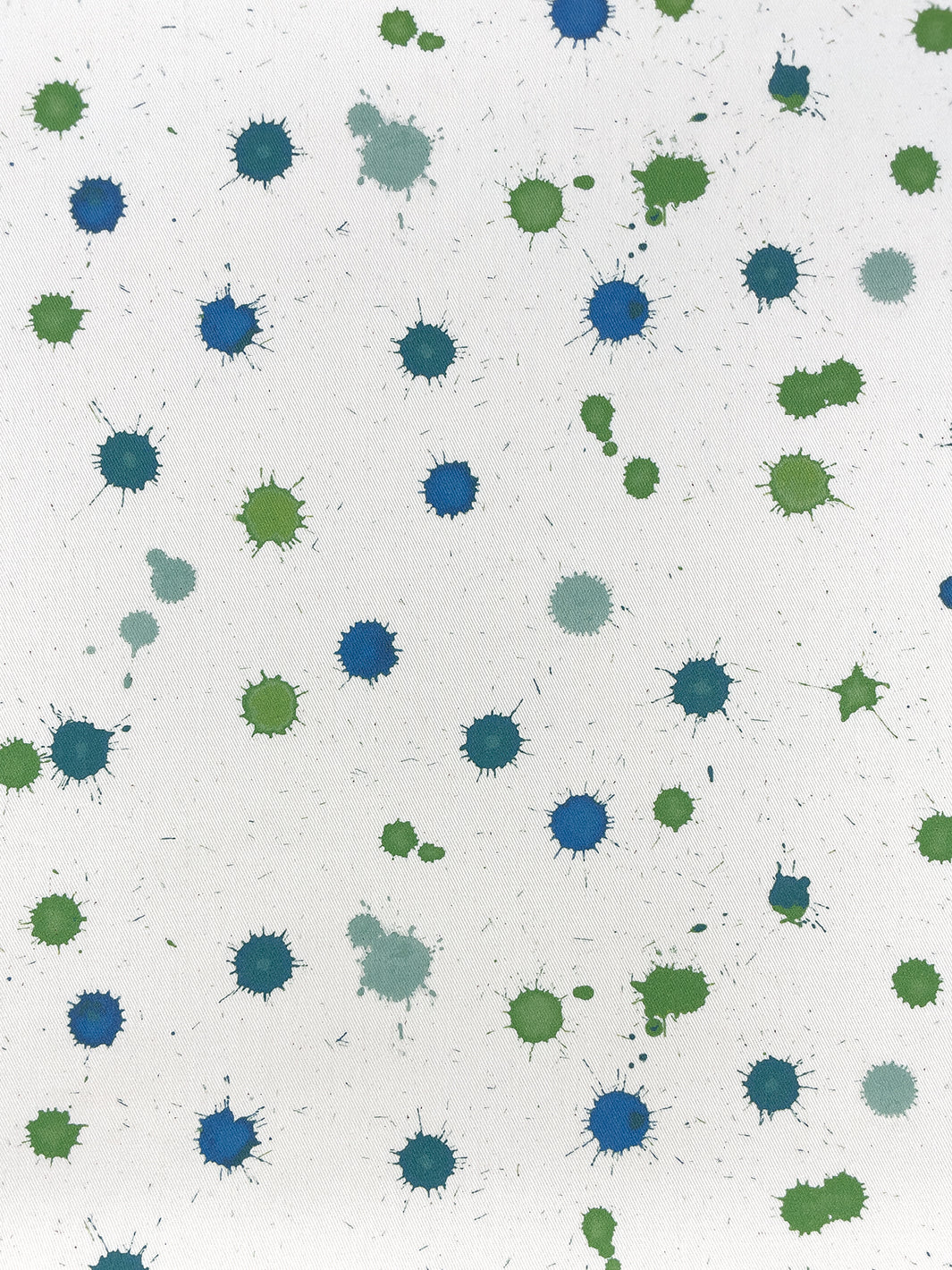 fabric by the yard splattered blue citrine on organic twill