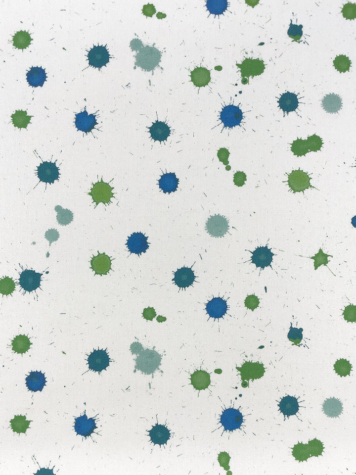 fabric by the yard splattered blue citrine on organic twill