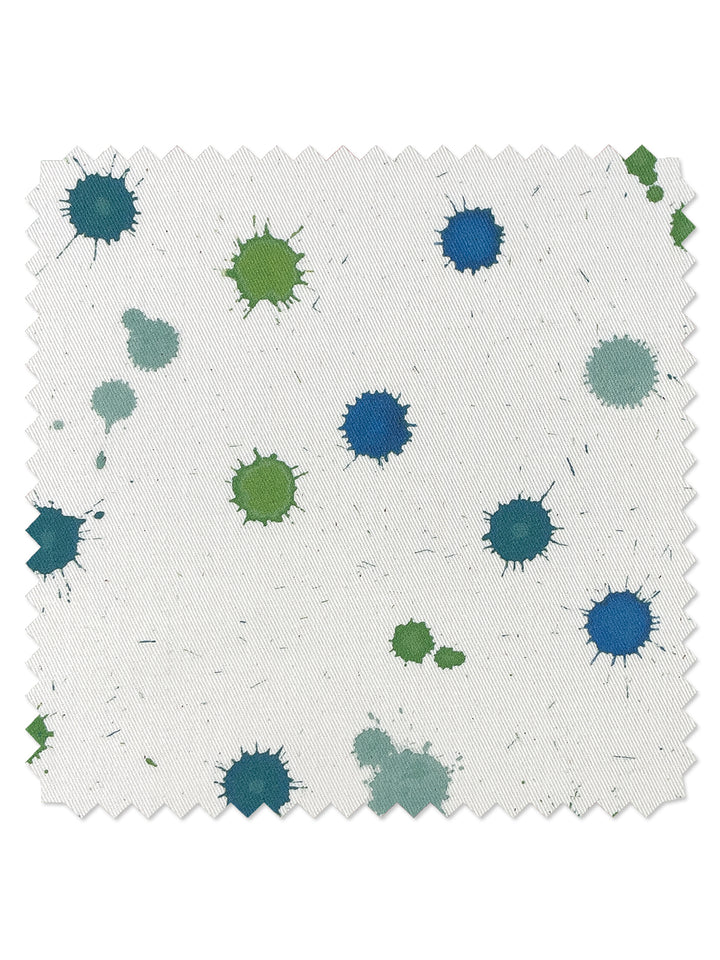 fabric by the yard splattered blue citrine on organic twill