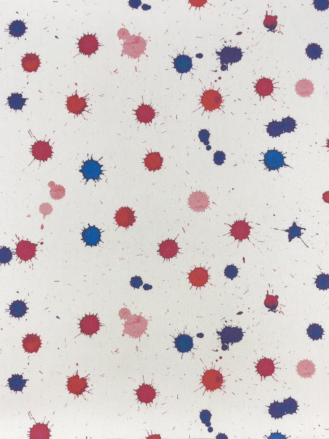 fabric by the yard splattered cobalt pink on organic twill