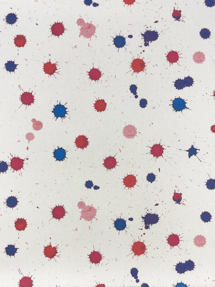 fabric by the yard splattered cobalt pink on organic twill