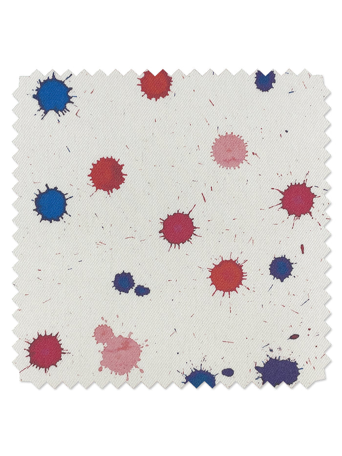 'Splattered' Organic Twill Fabric by Nathan Turner - Cobalt & Pink