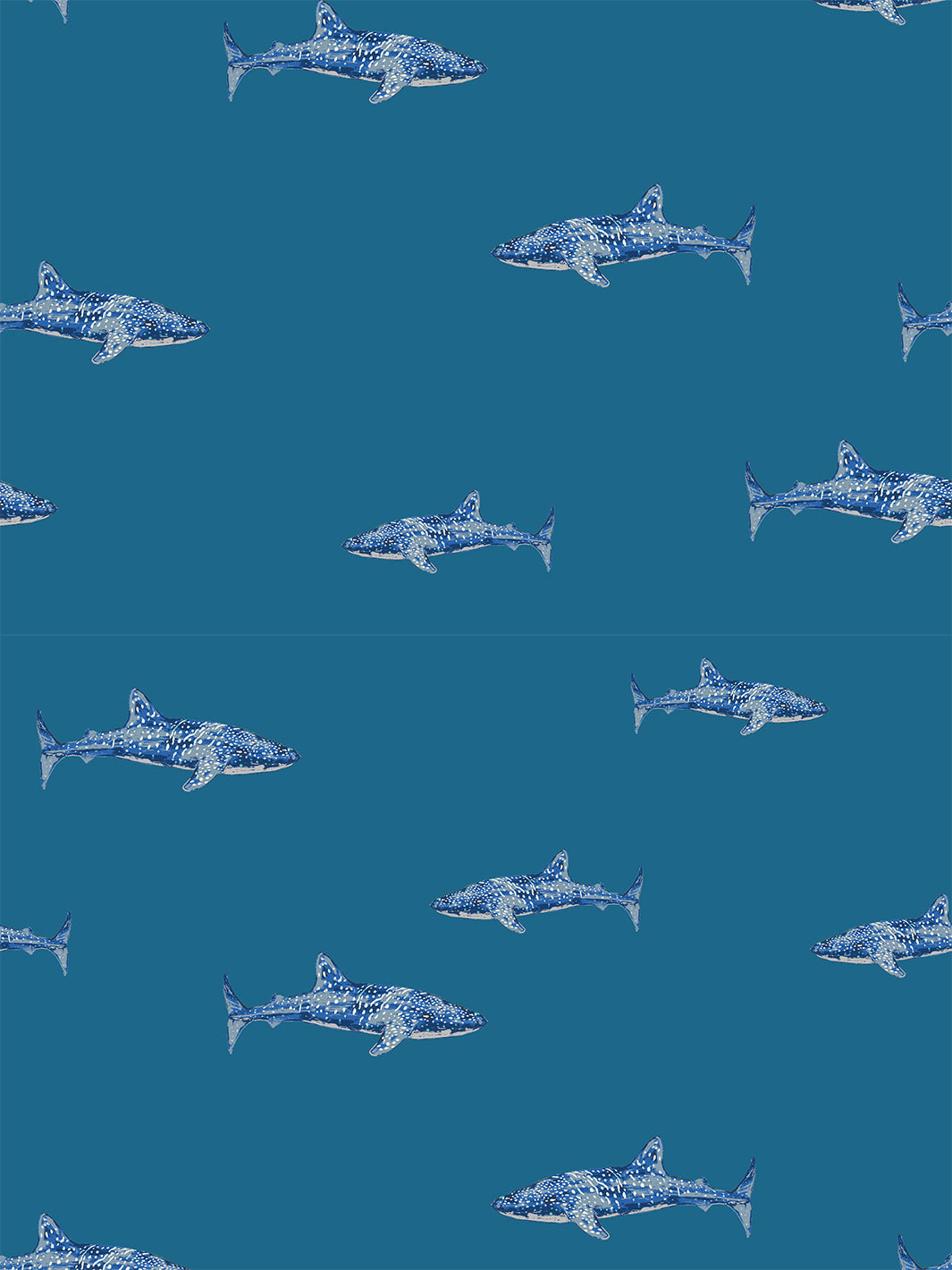 'Spotted Shark' Wallpaper by Tea Collection - Cadet Blue