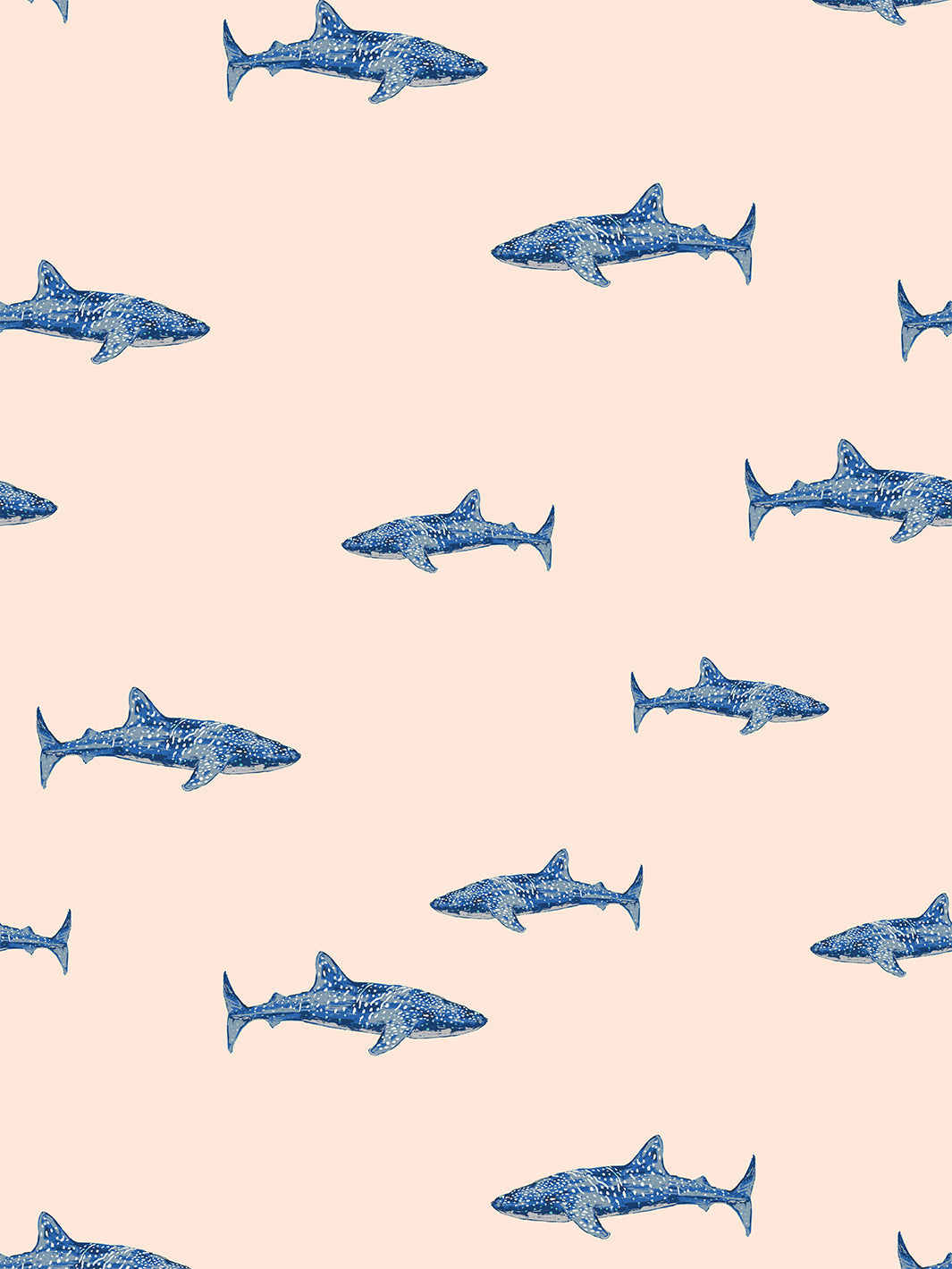 spotted shark wallpaper by tea collection peach