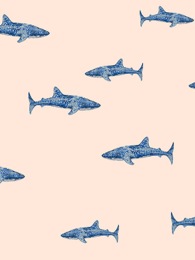 spotted shark wallpaper by tea collection peach