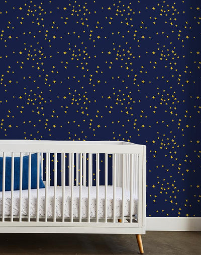 'Star' Wallpaper by Clare V. - Gold / Navy