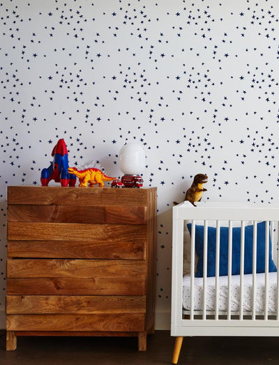 'Star' Wallpaper by Clare V. - Navy / White