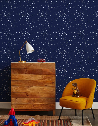 'Star' Wallpaper by Clare V. - Navy