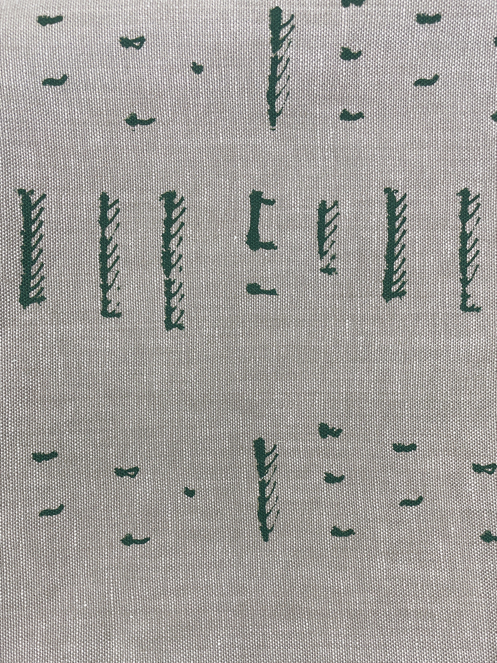 fabric by the yard stitch green on flax linen