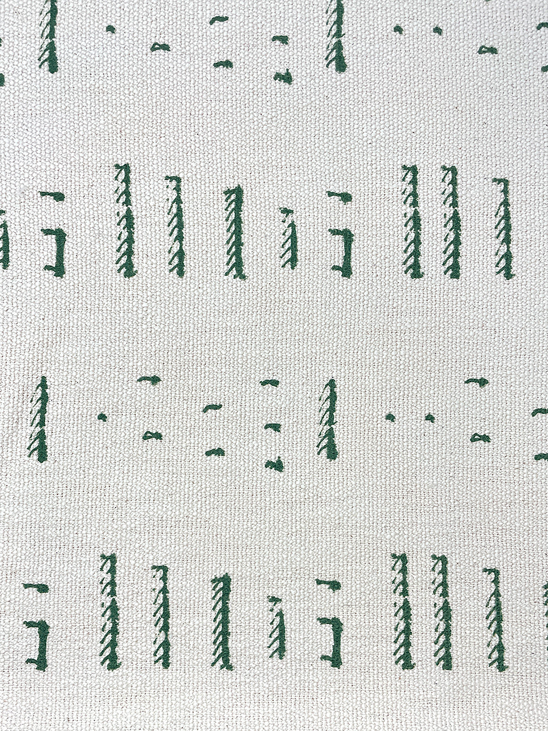 fabric by the yard stitch green on flax linen