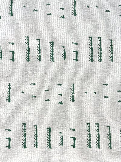 fabric by the yard stitch green on flax linen
