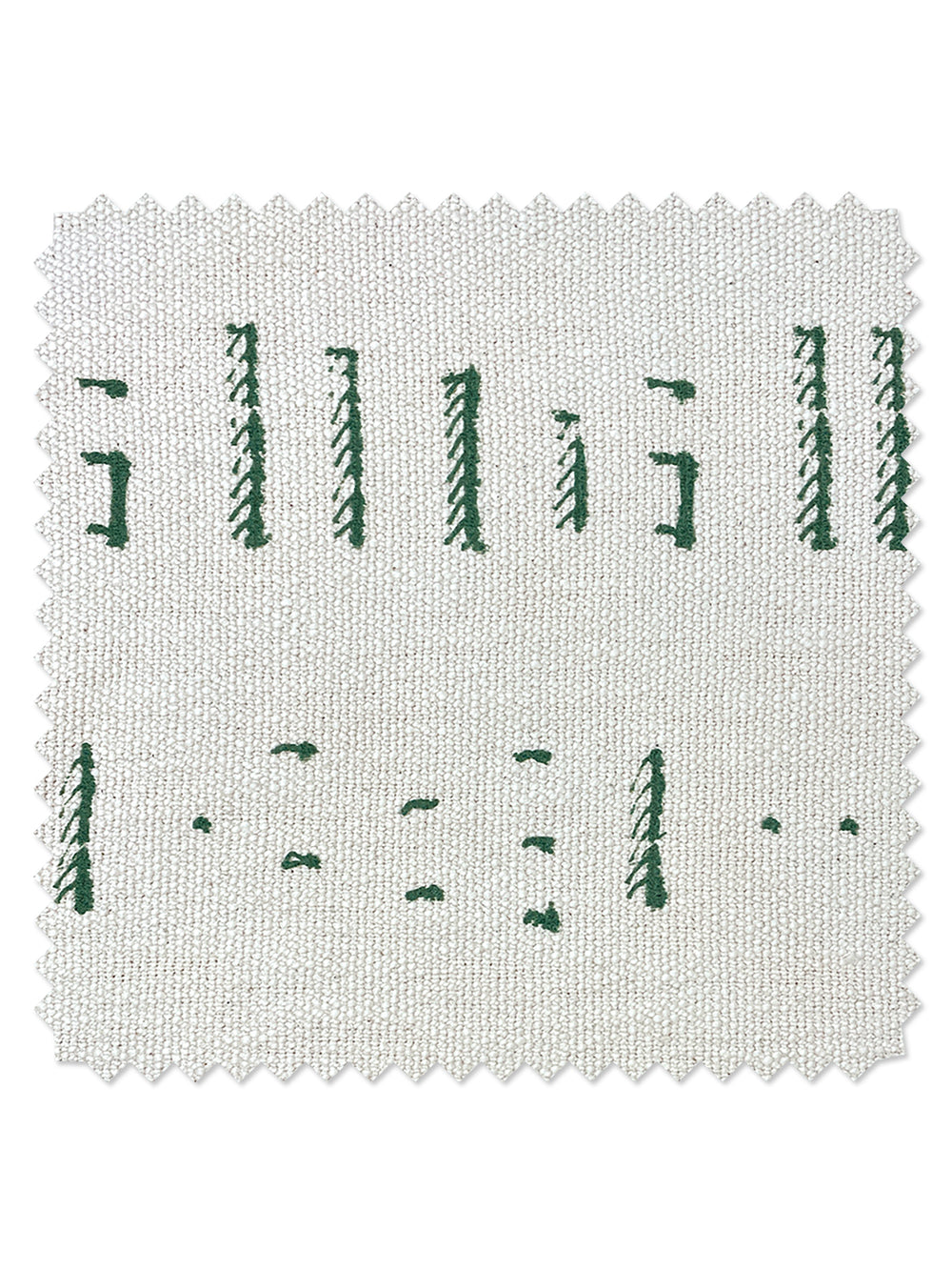 fabric by the yard stitch green on flax linen