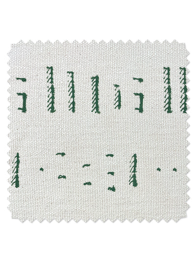 fabric by the yard stitch green on flax linen