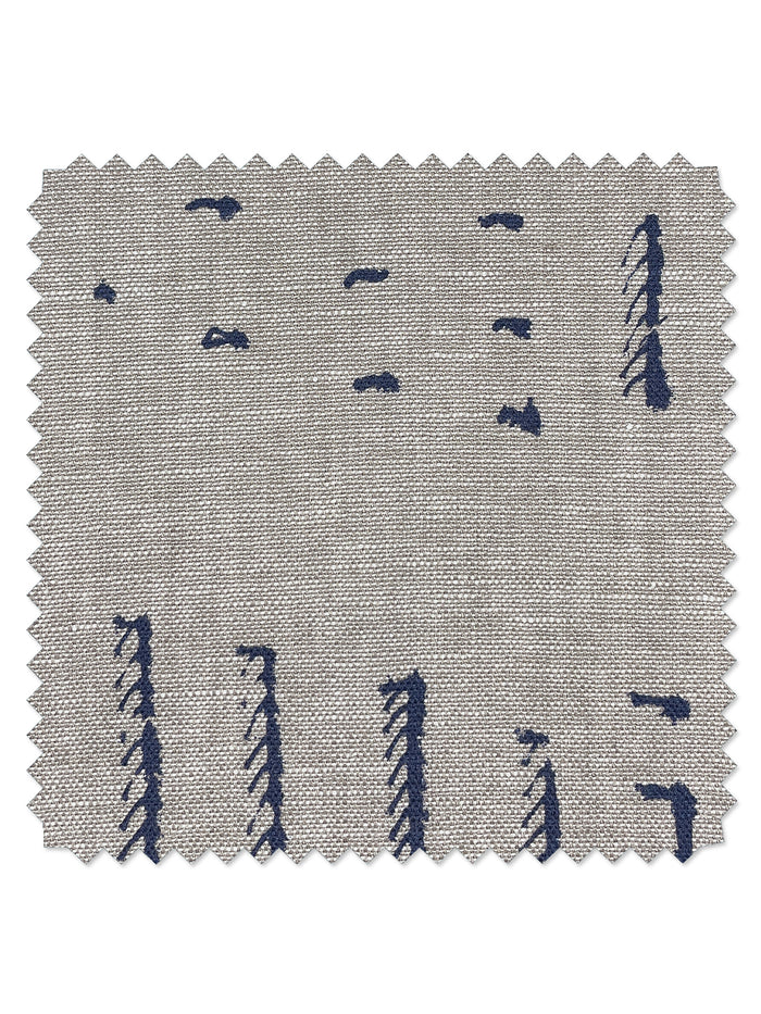 'Stitch' Flax Linen Fabric by Nathan Turner - Navy