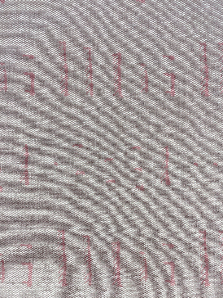 fabric by the yard stitch pink on flax linen