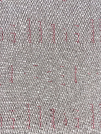 fabric by the yard stitch pink on flax linen