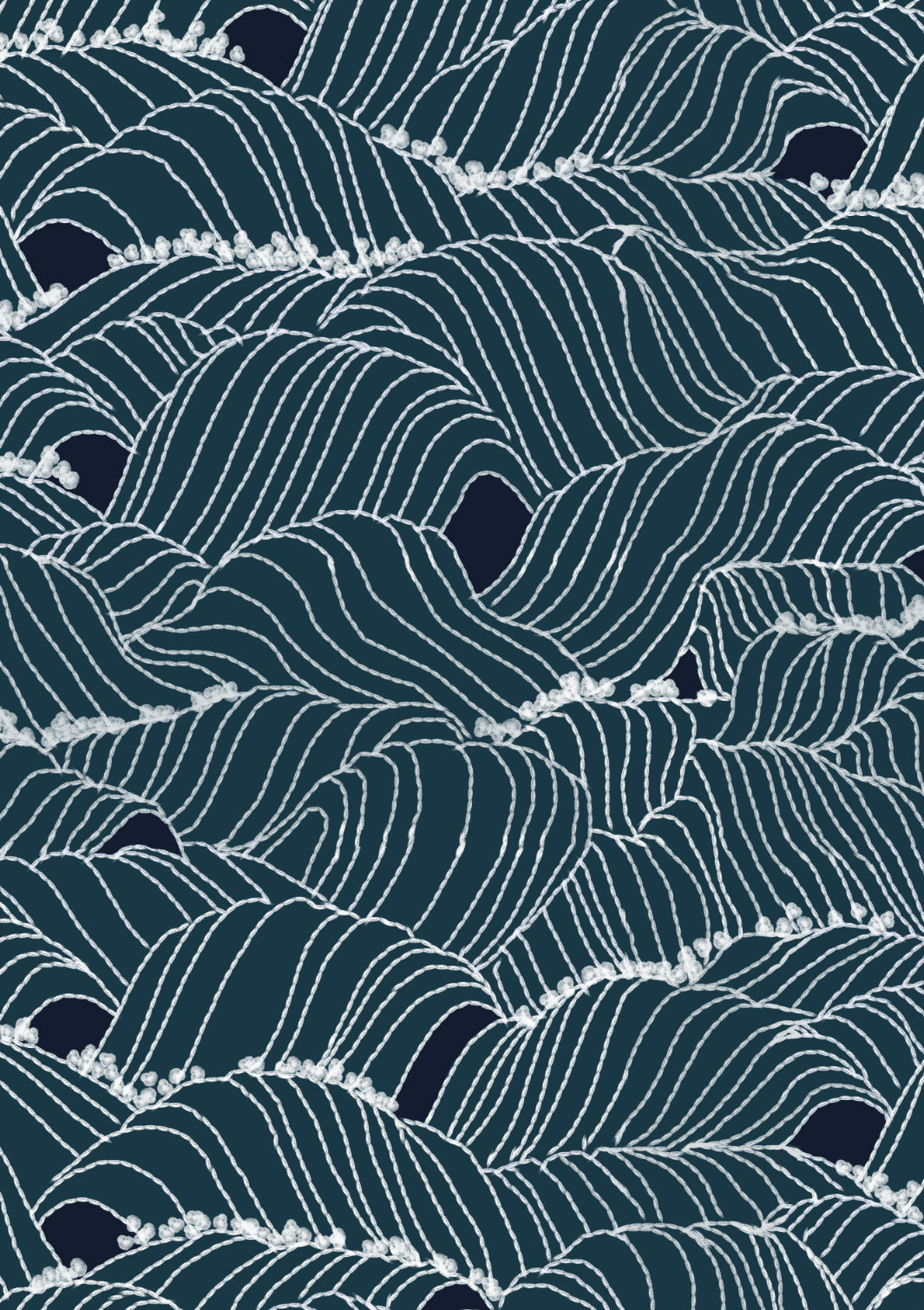'Storm Waves' Wallpaper by Lingua Franca - Navy