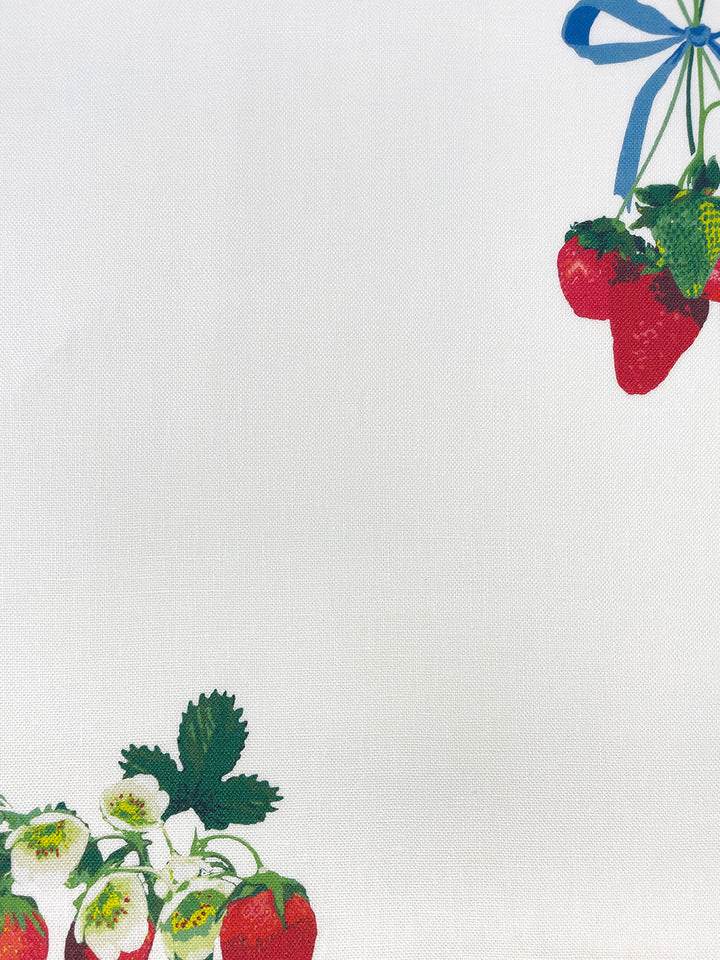 fabric by the yard strawberry is my jam natural on linen