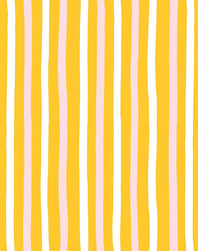 'Stripes' Wallpaper by Clare V. - Marigold