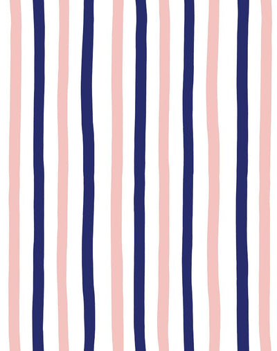 'Stripes' Wallpaper by Clare V. - Navy