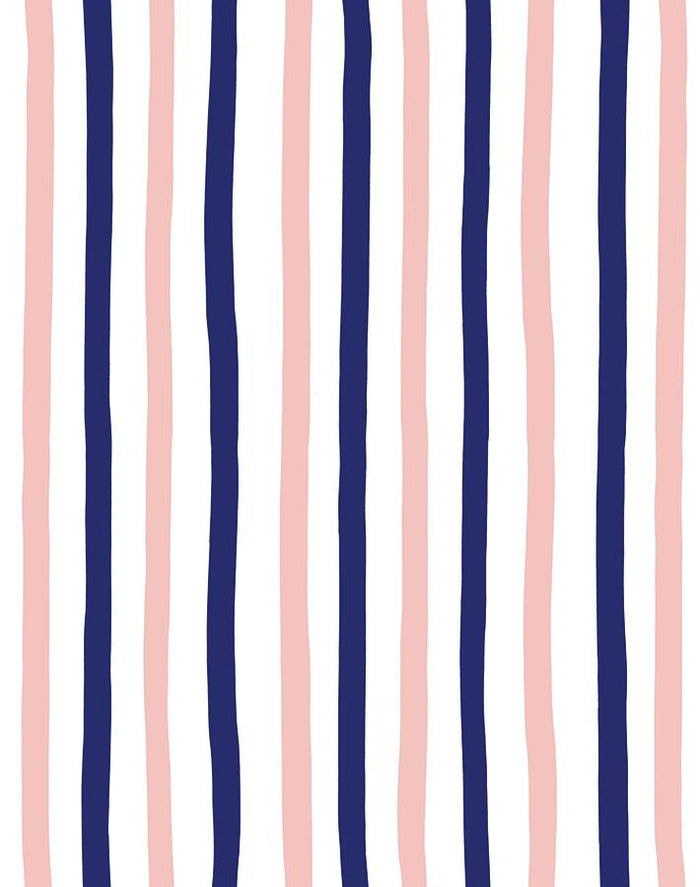 'Stripes' Wallpaper by Clare V. - Navy