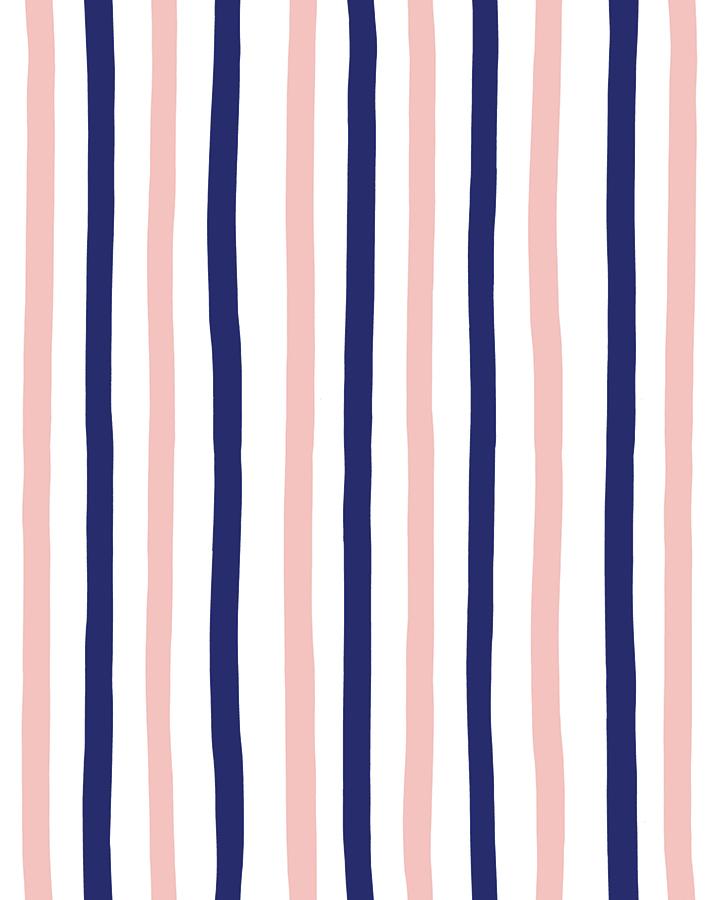 'Stripes' Wallpaper by Clare V. - Navy